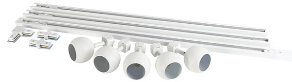 Sistema a binario moderno monofase con 5 faretti bianchi - Gissi
