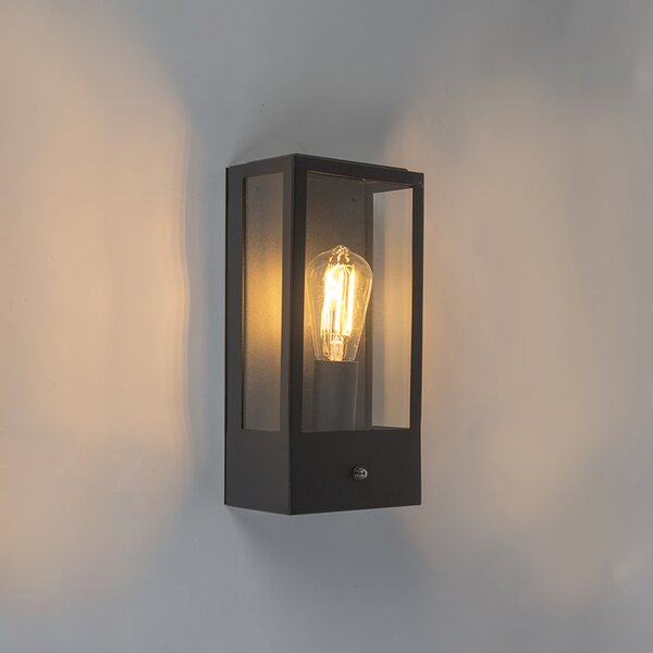 Lampada da parete per esterni nera con sensore crepuscolare - Rotterdam