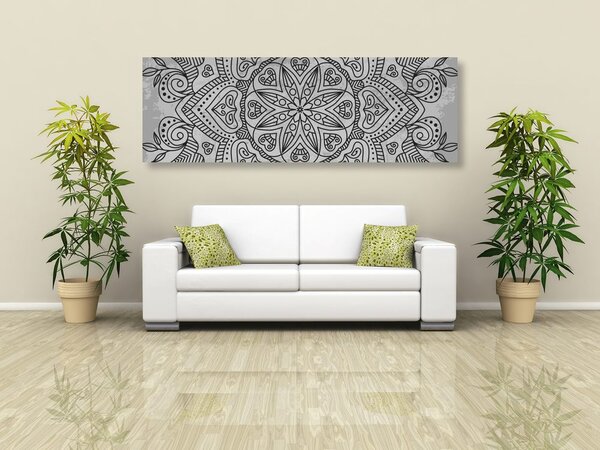 Stampa su tela – Mandala con tocco antico in bianco e nero