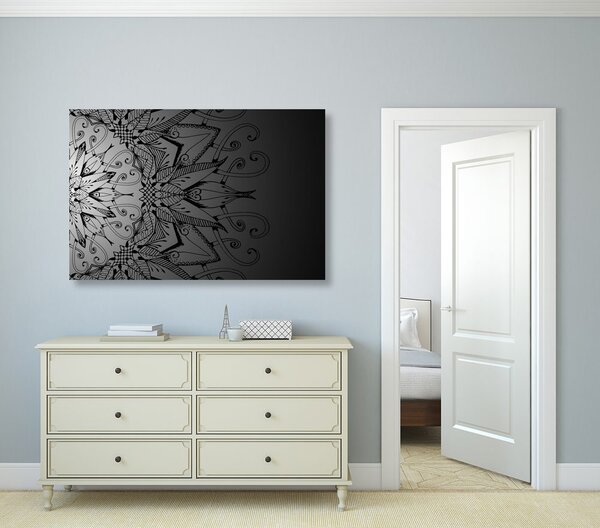Quadro su tela – Mandala in bianco e nero
