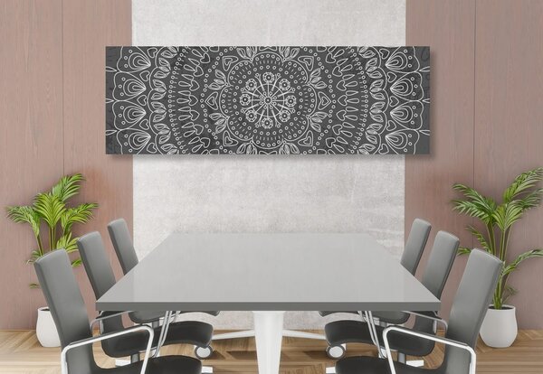 Stampa su tela – Mandala disegnata a mano in bianco e nero