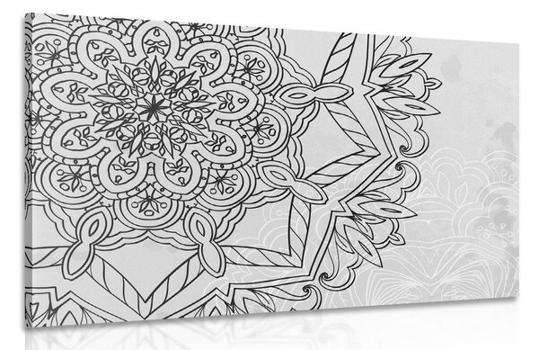 Stampa su tela – Mandala in tema invernale in bianco e nero