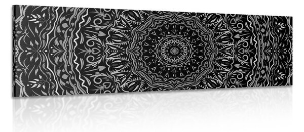Quadro su tela – Mandala in stile vintage in bianco e nero