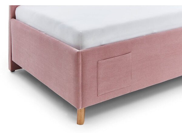 Letto da bambini con sponde rosa imbottito con contenitore con rete inclusa 120x200 cm Cool – Meise Möbel