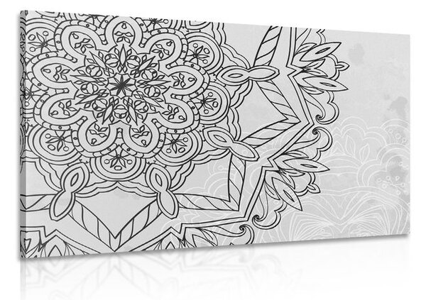 Stampa su tela – Mandala in tema invernale in bianco e nero
