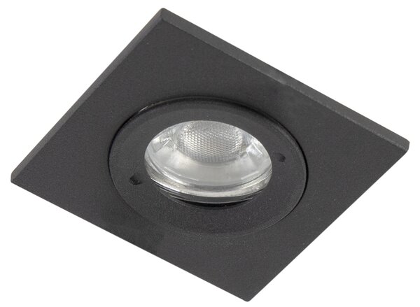 Set di 3 faretti da incasso per bagno neri quadrati IP44 - Xena