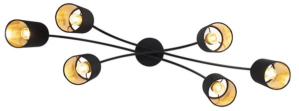 Plafoniera moderna nera 6 luci - Lofty