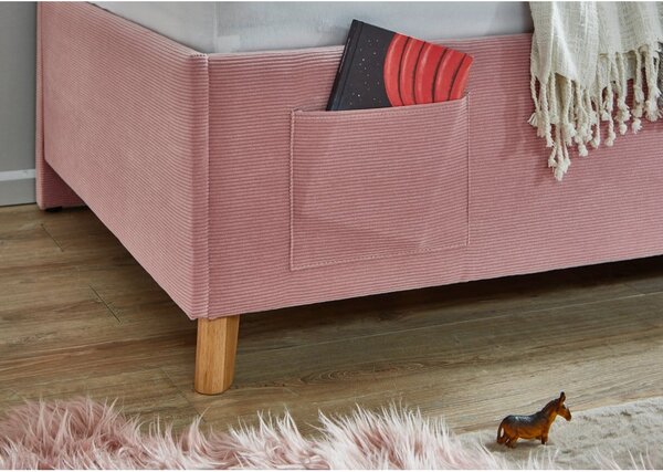 Letto da bambini con sponde rosa imbottito con contenitore con rete inclusa 120x200 cm Cool – Meise Möbel