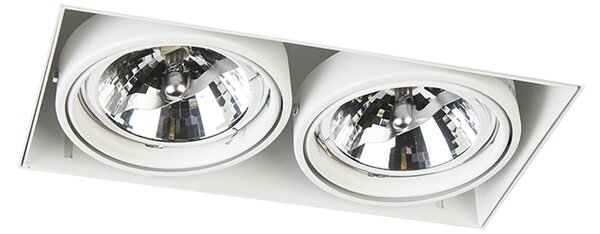 Faretto da incasso bianco orientabile e girevole G53 AR111 senza bordi 2-luci - Oneon