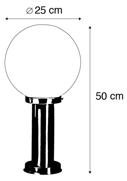Lampada da esterno moderna a palo in acciaio inox 50 cm - Sfera