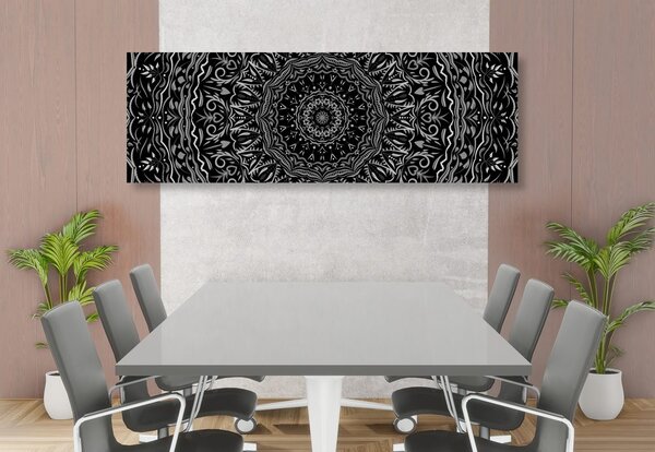 Quadro su tela – Mandala in stile vintage in bianco e nero
