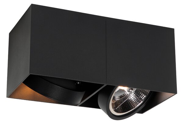 Faretto di design nero rettangolare AR111 2 luci - Box