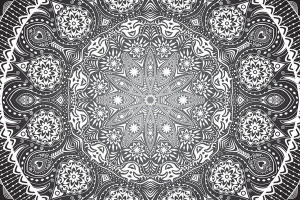 Stampa su tela – Mandala ornamentale con pizzo in bianco e nero