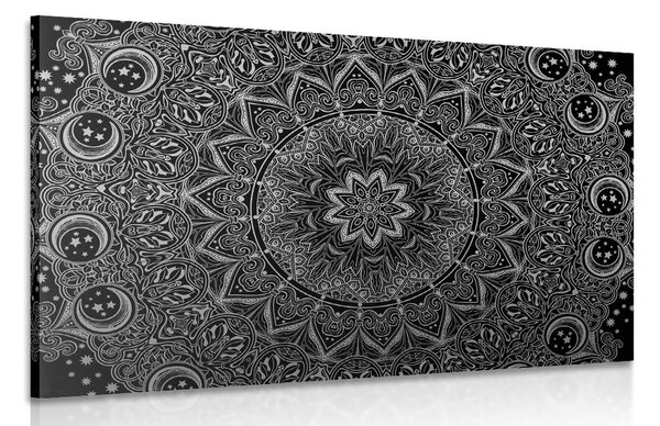 Stampa su tela – Mandala orientale in bianco e nero