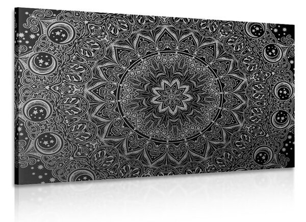 Stampa su tela – Mandala orientale in bianco e nero