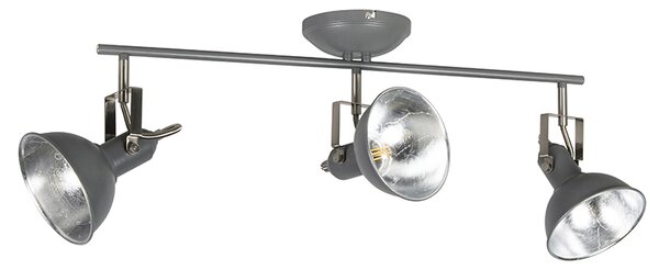 Faretto industriale antracite orientabile e inclinabile 3 luci - Tommy