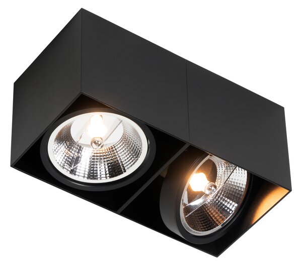 Faretto di design nero rettangolare AR111 2 luci - Box