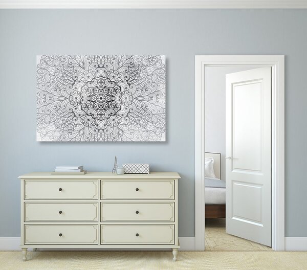 Stampa su tela – Mandala etnica in bianco e nero
