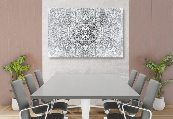 Stampa su tela – Mandala etnica in bianco e nero