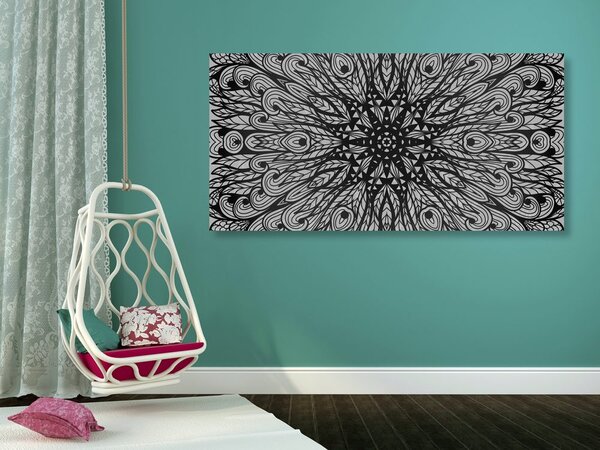 Stampa su tela – Ornamento etnico unico in bianco e nero