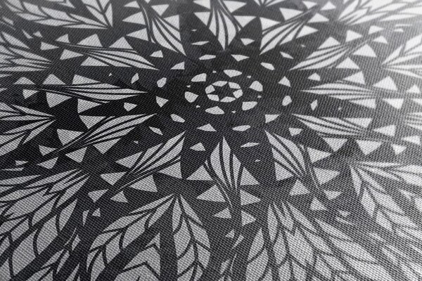 Stampa su tela – Ornamento etnico unico in bianco e nero