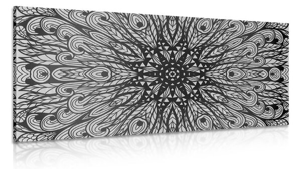 Stampa su tela – Ornamento etnico unico in bianco e nero