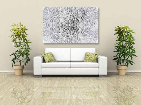 Stampa su tela – Mandala etnica in bianco e nero