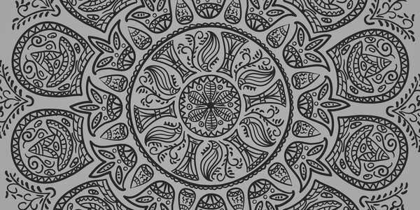 Quadro su tela – Mandala con motivo naturale astratto in bianco e nero