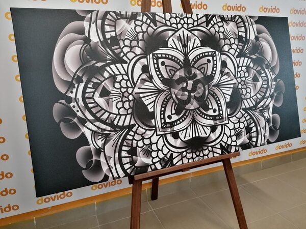 Quadro su tela – Mandala della salute in bianco e nero