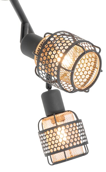 Plafoniera di design nera con oro 4 luci oblunga - Noud