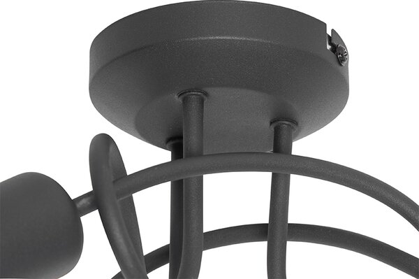 Plafoniera di design nera con oro 3 luci - Noud