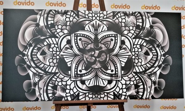 Quadro su tela – Mandala della salute in bianco e nero