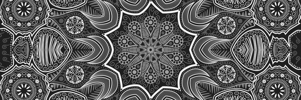 Quadro su tela – Mandala indiana con motivo floreale in bianco e nero