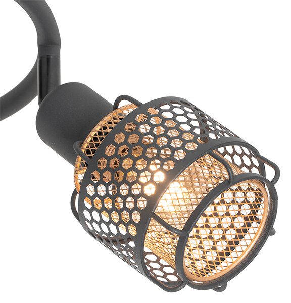 Plafoniera di design nera con oro 3 luci rotonda - Noud