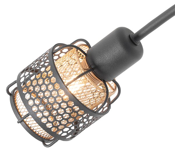Plafoniera di design nera con oro 4 luci - Noud