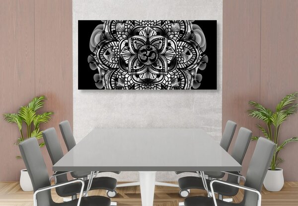 Quadro su tela – Mandala della salute in bianco e nero