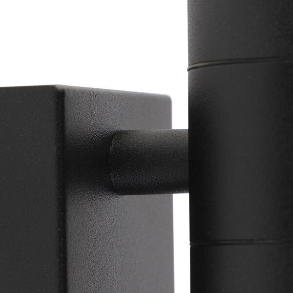 Lampada da parete per esterni nera a 2 luci con sensore di movimento IP44 - Duo