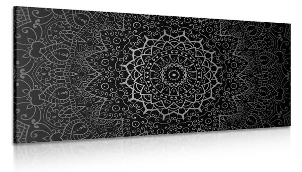 Quadro su tela – Mandala vintage in stile indiano in bianco e nero
