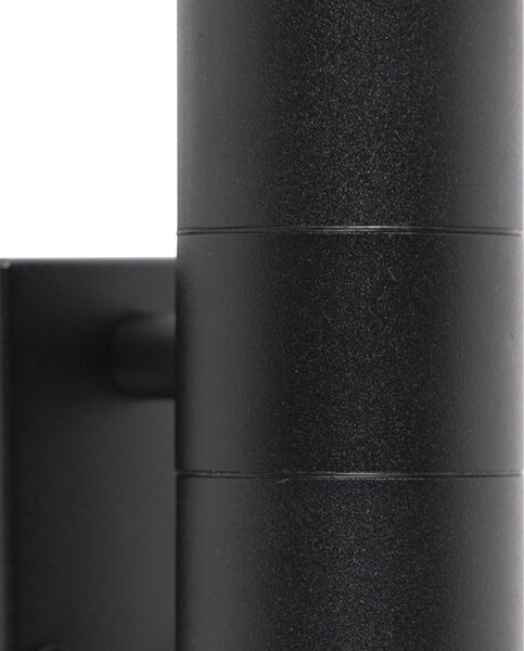 Lampada da parete per esterni nera a 2 luci con sensore di movimento IP44 - Duo