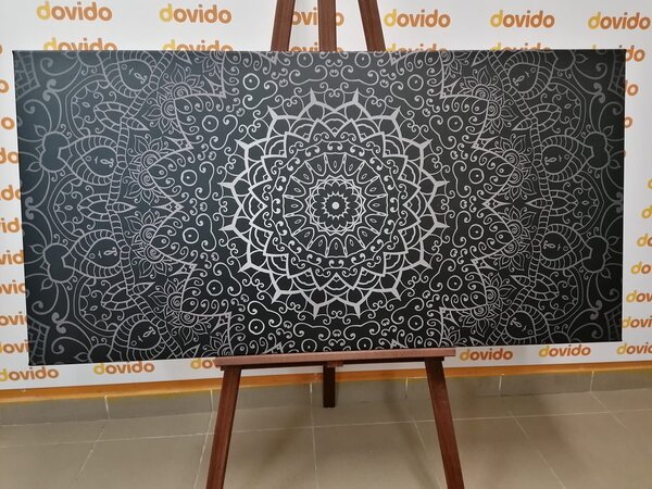 Quadro su tela – Mandala vintage in stile indiano in bianco e nero