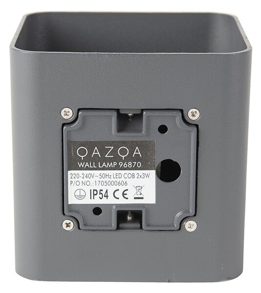 Applique moderna grigio scuro incl. LED IP54 quadrata - Evi