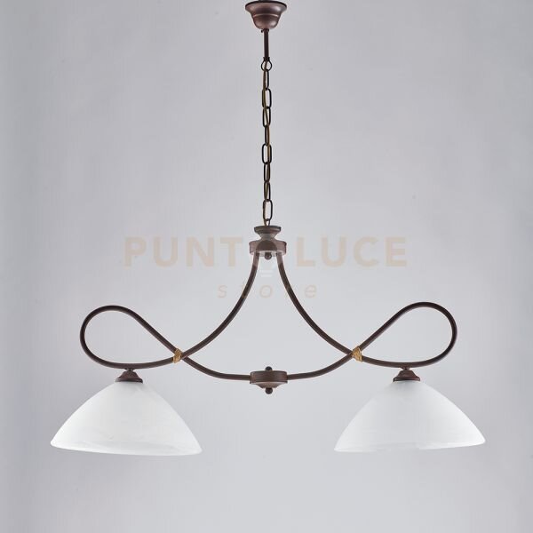 Lampadario in ferro laccato nero con decorazione effetto ruggine e 