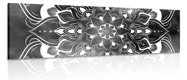 Quadro su tela – Mandala moderna con motivo orientale in bianco e nero