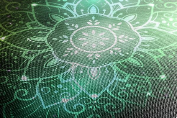 Quadro su tela – Mandala con sfondo galattico in sfumature di verde