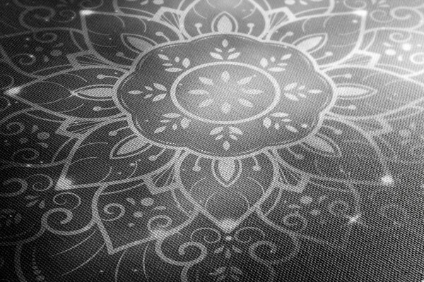 Stampa su tela – Mandala con sfondo galattico in bianco e nero