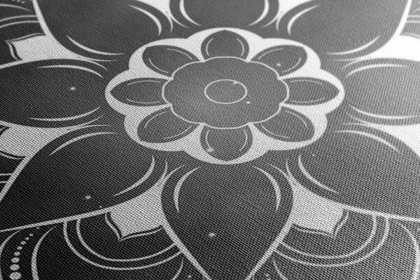 Quadro su tela – Mandala moderna con motivo orientale in bianco e nero
