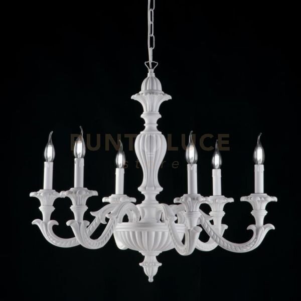 Lampadario in legno bianco shabby 6 luci leonardo