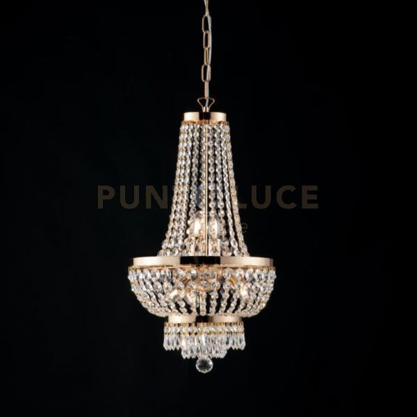 Lampadario in ferro e ottone dorato con strass 5 luc mozart