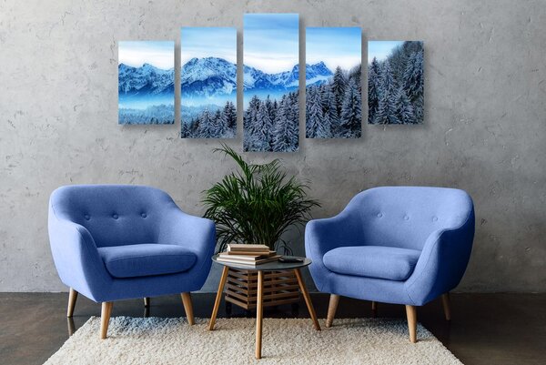 Quadri 5 pezzi – Montagne ghiacciate