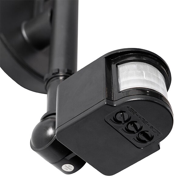 Lampada da parete per esterni nera IP44 con sensore di movimento - Daphne